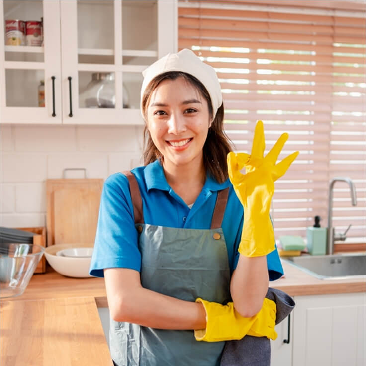 Commercial cleaners working